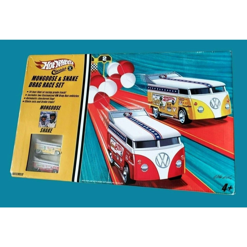 Hot Wheels Classics Mongoose & Snake Themed Customized VW Drag Bus Race Set 1:64